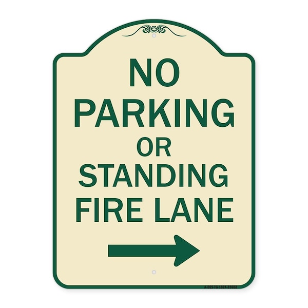 Signmission No Parking or Standing Fire Lane W/ Right Arrow Heavy-Gauge Aluminum Sign, 24" x 18", TG-1824-23682 A-DES-TG-1824-23682 - main